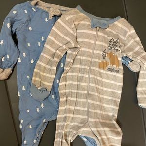 Grey and blue onesies